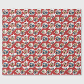 Red White Stars Stripes Round Photos Christmas Cadeaupapier (Vlak)