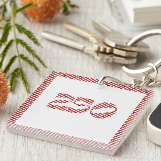 Red White Stripe Blue Stars America 250 Birthday Sleutelhanger