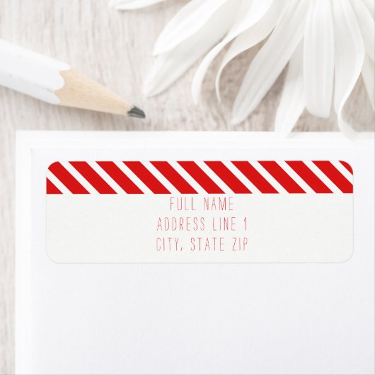 Red White Stripe Christmas Retour Adres Label (Insitu)