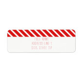 Red White Stripe Christmas Retour Adres Label (Voorkant)