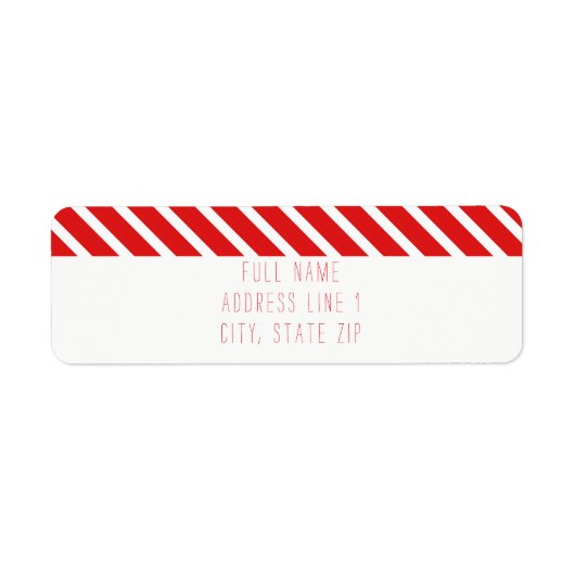 Red White Stripe Christmas Retour Adres Label (Voorkant)