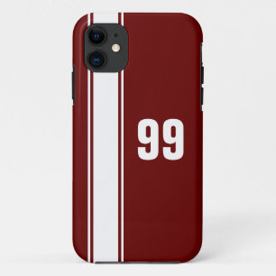 Red & White Stripe Jersey Genummerde iPhone Case