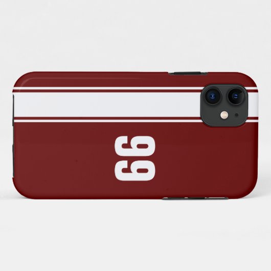 Red & White Stripe Jersey Genummerde iPhone Case (Achterkant (horizontaal))