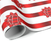 Red White Stripe Kerstbows Holiday Cadeaupapier (Rol Hoek)