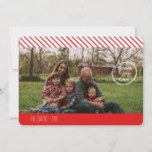 Red White Stripe Peace Joy Love Holiday Foto Kaart (Voorkant)