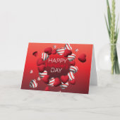 Red White Striped 3D Hearts Happy Valentine Day Feestdagen Kaart (Voorkant)