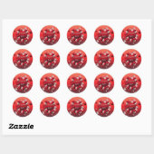 Red White Striped 3D Hearts Happy Valentine Day Ronde Sticker (Vel)