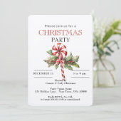 Red & White Striped Lollipop, Christmas Party  Kaart (Staand voorkant)