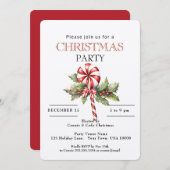 Red & White Striped Lollipop, Christmas Party  Kaart (Voorkant / Achterkant)