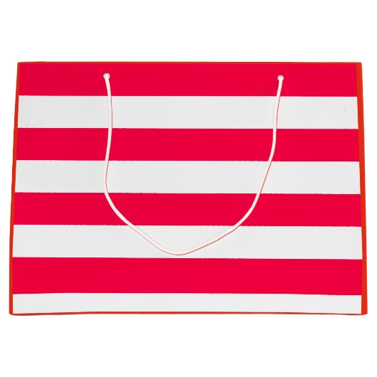Red White Striped Sjabloon Elegant Groot Cadeauzakje (Voorkant)