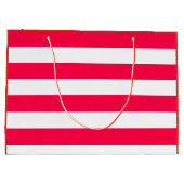 Red White Striped Sjabloon Elegant Groot Cadeauzakje (Achterkant)