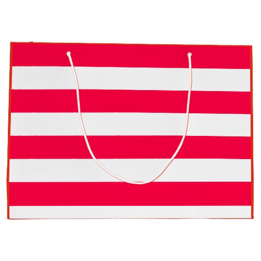 Red White Striped Sjabloon Elegant Groot Cadeauzakje (Achterkant)