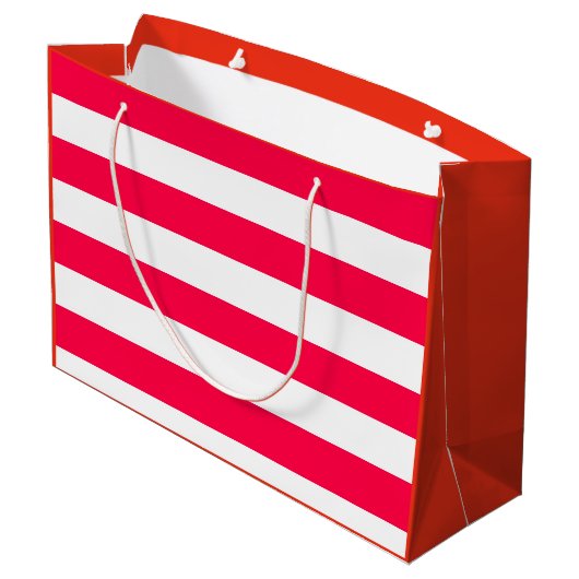 Red White Striped Sjabloon Elegant Groot Cadeauzakje (Achterkant Gekanteld)
