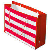 Red White Striped Sjabloon Elegant Groot Cadeauzakje (Voorkant Gekanteld)