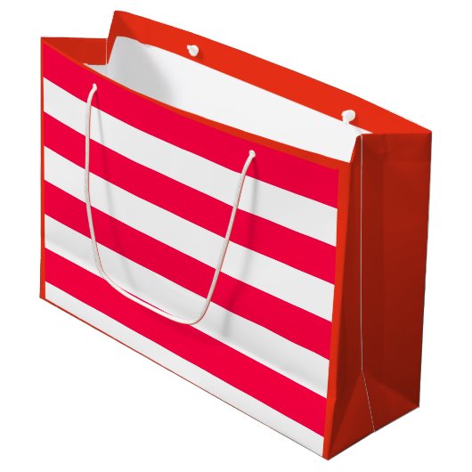 Red White Striped Sjabloon Elegant Groot Cadeauzakje (Voorkant Gekanteld)