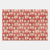 Red White Stripes Bows Christmas Inpakpapier Vel (Voorkant 2)
