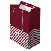 Red White Stripes  Chic Medium Cadeauzakje (Achterkant Gekanteld)