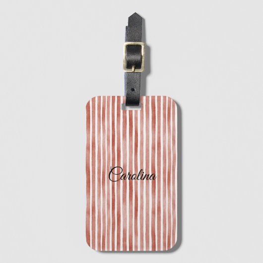 Red White Stripes Christmas Bagagelabel (Voorkant (verticaal))