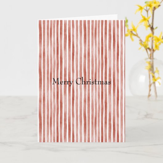 Red White Stripes Christmas Kaart (Gele Bloem)