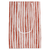 Red White Stripes Christmas Medium Cadeauzakje (Achterkant)