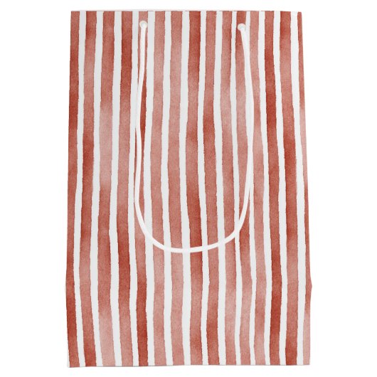 Red White Stripes Christmas Medium Cadeauzakje (Achterkant)