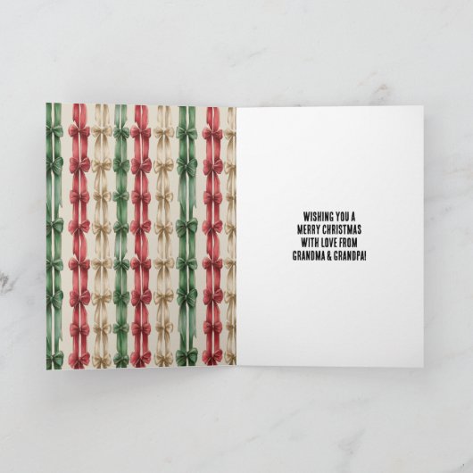 Red White Stripes Christmas Ribbons Gingerbread   Kaart (Binnen)