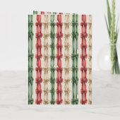 Red White Stripes Christmas Ribbons Snowman Kaart (Achterkant)