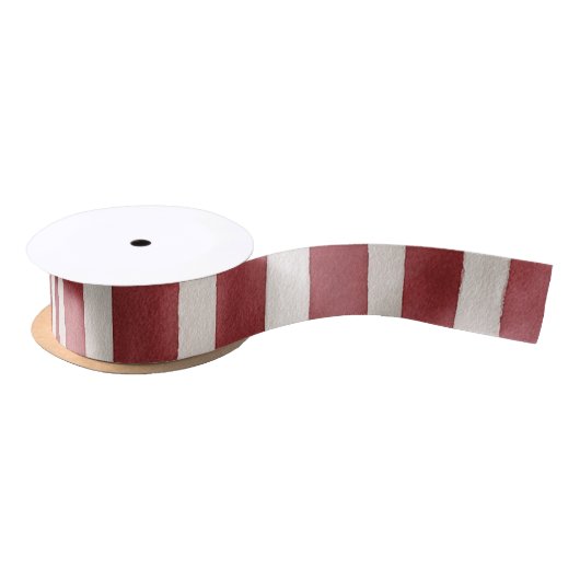 Red White Stripes Christmas Satijnen Lint (Spoel)