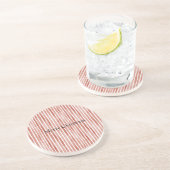 Red White Stripes Christmas Zandsteen Onderzetter (Zijkant)