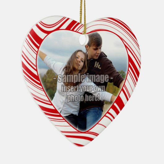 Red & White Stripes Custom Couple's Ornament (Rechts)