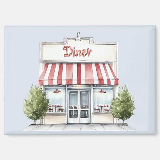 Red White Stripes Diner Magneet (Voorkant)