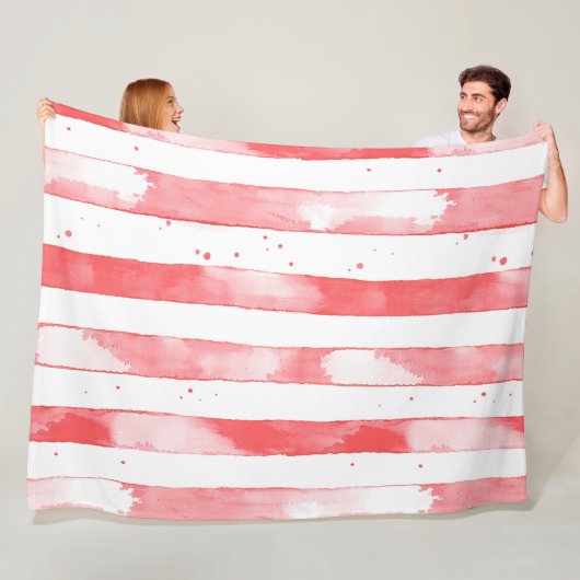 Red White Stripes Dots Christmas Fleece Deken (In situ)