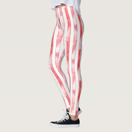 Red White Stripes Dots Christmas Leggings (Links)