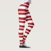 Red & White Stripes Feestelijke Kerstvakantie Leggings (Rechts)