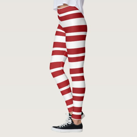 Red & White Stripes Feestelijke Kerstvakantie Leggings (Links)