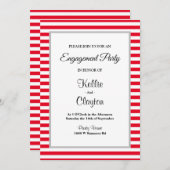 Red/White Stripes Framed Engagement Party Kaart (Voorkant / Achterkant)