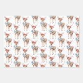 Red White Stripes Gold Glitter Christmas Deer Tree Inpakpapier Vel (Voorkant 2)