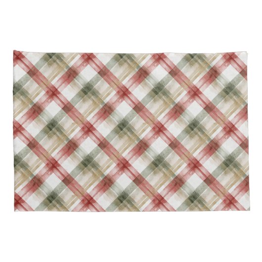 Red White Stripes Green Plaid Christmas Kussensloop (Achterkant-Rechts)