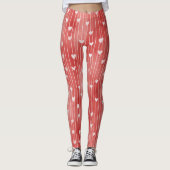 Red White Stripes Hearts Leggings (Voorkant)