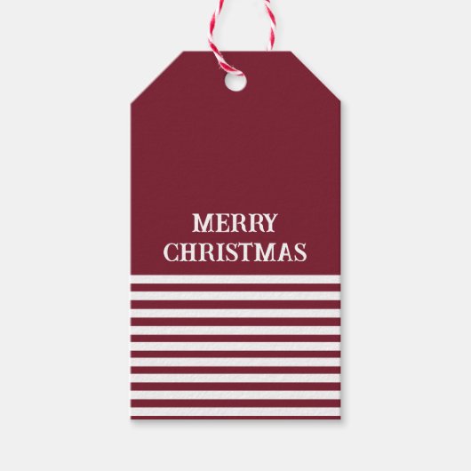 Red White Stripes kerstmis op maat Cadeaulabel (Voorkant)