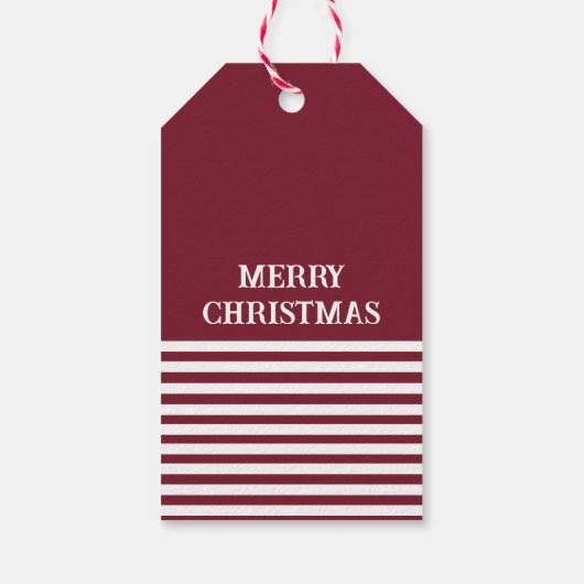 Red White Stripes kerstmis op maat Cadeaulabel (Achterkant)