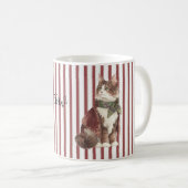 Red White Stripes Meow Cat Koffiemok (Voorkant rechts)