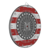 Red White Stripes Pattern, Charcoal Monogram Dartbord (Voorkant Links)