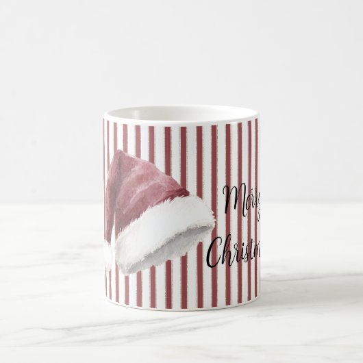 Red White Stripes Santa Hat Christmas Koffiemok (Center)