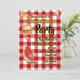 Red & White Summer Party Kaart