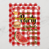 Red & White Summer Party Kaart (Voorkant / Achterkant)