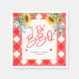 Red White Sunflower I Do BBQ Wedding Napkins Servet