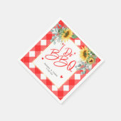 Red White Sunflower I Do BBQ Wedding Napkins Servet (Hoek)