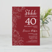 Red White Surprise 40th Birthday Kaart (Staand voorkant)