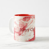 Red White Swirl Christmas Tweekleurige Koffiemok (Voorkant links)